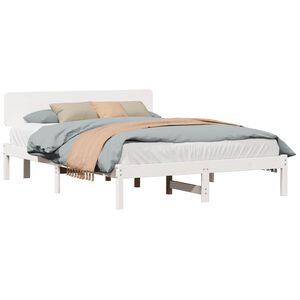 vidaXL Bedframe met hoofdeinde Wit 200 x 200 cm Massief grenenhout