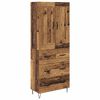 vidaXL Hoge kast met lade Oud Hout 69,5 x 34 x 180 cm Bewerkt hout