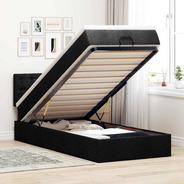 vidaXL Ottoman bed met matras en LED's 90x190cm stof zwart