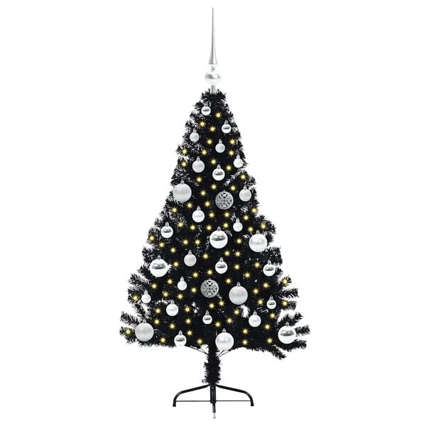 vidaXL Kunstmatig Voorverlicht Kerstboom met 150 LED Zwart 120 cm PVC