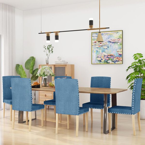 vidaXL Eetkamerstoelen 6 st stof blauw