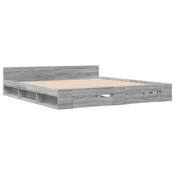 vidaXL Bedframe met lades bewerkt hout grijs sonoma eiken 180x200 cm