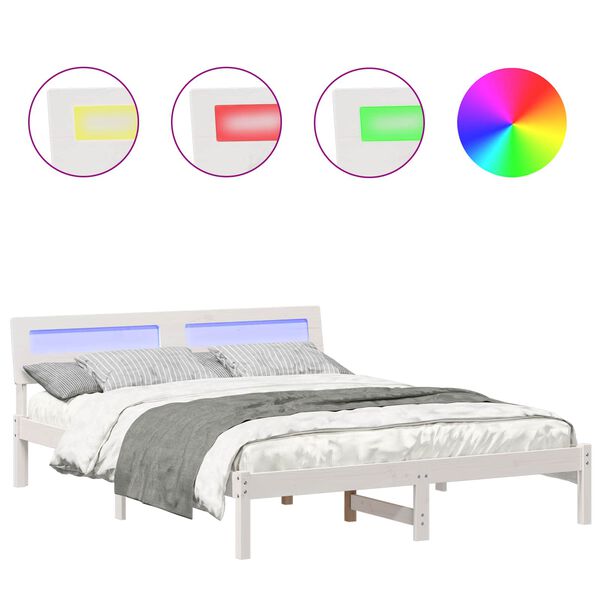 vidaXL Bedframe met hoofdeinde Wit 150 x 200 cm Massief grenenhout