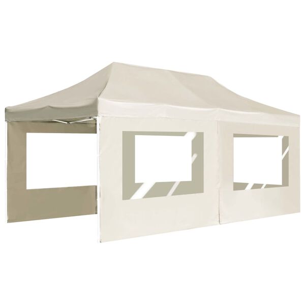vidaXL Partytent inklapbaar met wanden 6x3 m aluminium cr&egrave;me