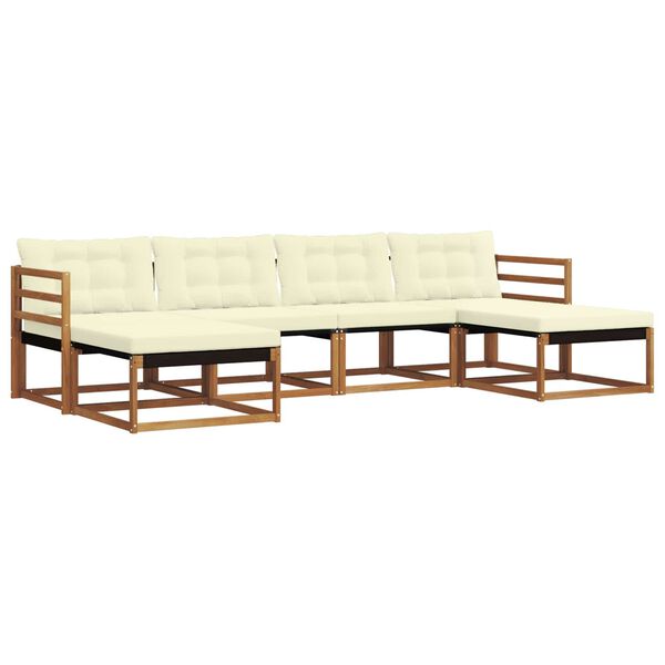 vidaXL Buiten bankenset met kussen 6 pcs Natuurlijk en Cr&egrave;me