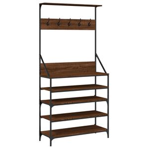 vidaXL Kledingrek met schoenenrek 90x34x184 cm bruin eikenkleur
