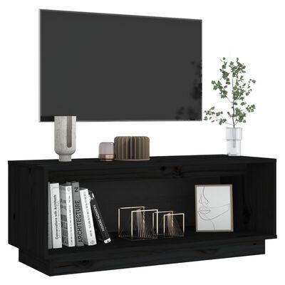 vidaXL Tv-meubel 90x35x35 cm massief grenenhout zwart