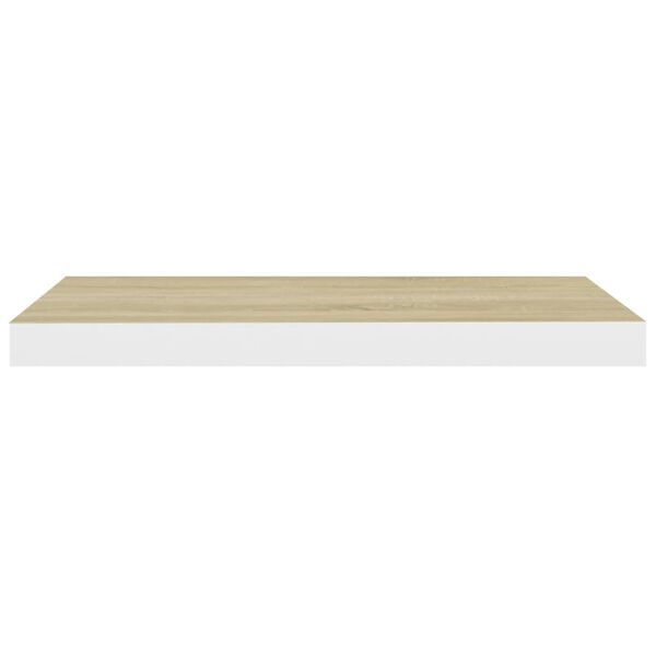 vidaXL Wandschap zwevend 60x23,5x3,8 cm MDF eikenkleurig en wit