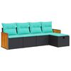 vidaXL 5-delige Loungeset met kussens poly rattan zwart