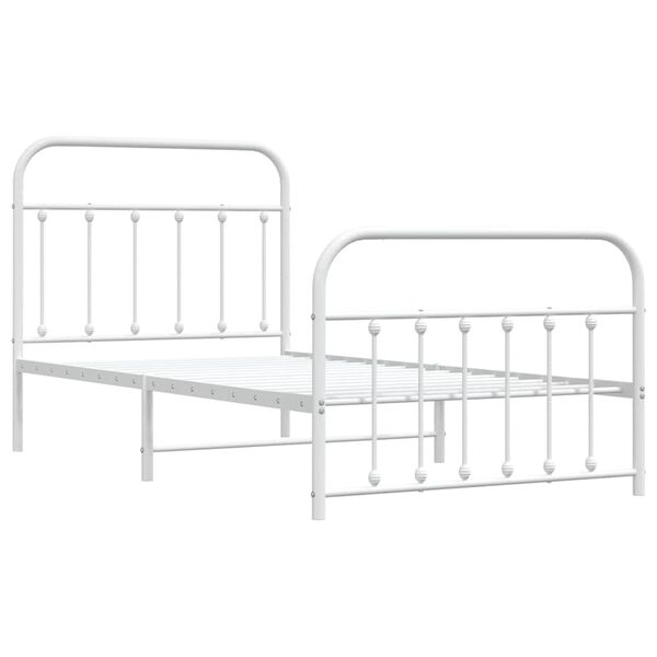 vidaXL Bedframe met hoofd- en voeteneinde metaal wit 100x190 cm