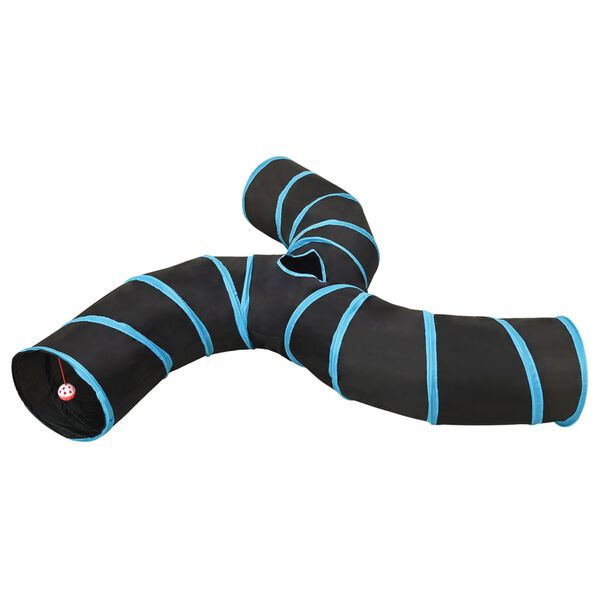 vidaXL Kattentunnel 3-voudig 25 cm polyester zwart en blauw