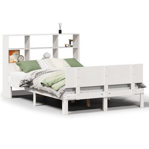 vidaXL Bed met boekenkast zonder matras grenenhout wit 140x200 cm