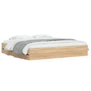 vidaXL Bedframe met lades bewerkt hout sonoma eikenkleurig 200x200 cm