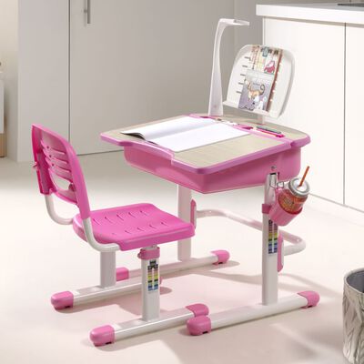Vipack Kinderbureau verstelbaar Comfortline 301 met stoel roze en wit