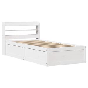 vidaXL Bedframe met hoofdeinde 100x200 cm massief grenenhout wit