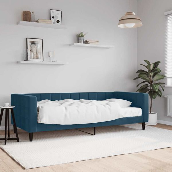 vidaXL Slaapbank met matras 90x200 cm fluweel blauw