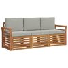vidaXL Sofa-Sets 3 pcs Natuurlijk en Lichtgrijs Massief Acaciahout