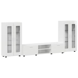 vidaXL Tv-meubelset met lade FLORIN 3 pcs Hoogglans wit Bewerkt hout