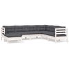 vidaXL 7-delige Loungeset met kussens massief grenenhout wit
