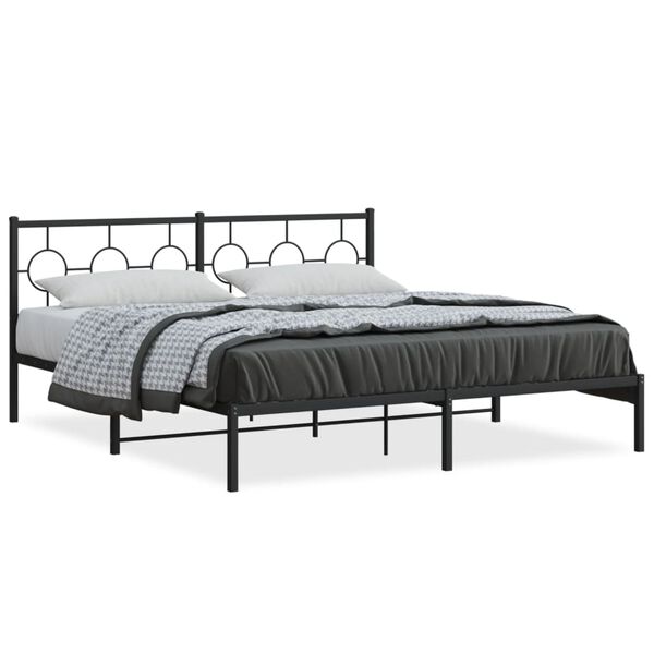 vidaXL Bedframe met hoofdbord metaal zwart 183x213 cm