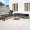 vidaXL 9-delige Loungeset met kussens poly rattan grijs