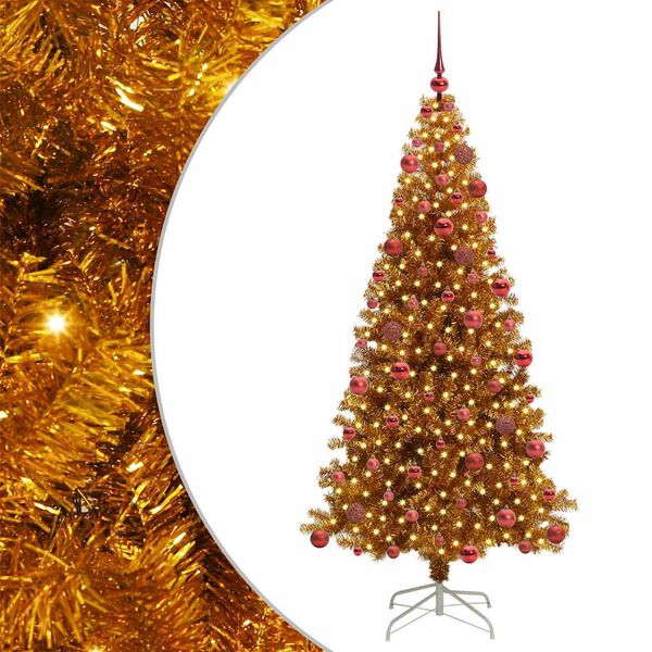 vidaXL Kerstboom met 300 LED met standaard Goud 180 cm PET
