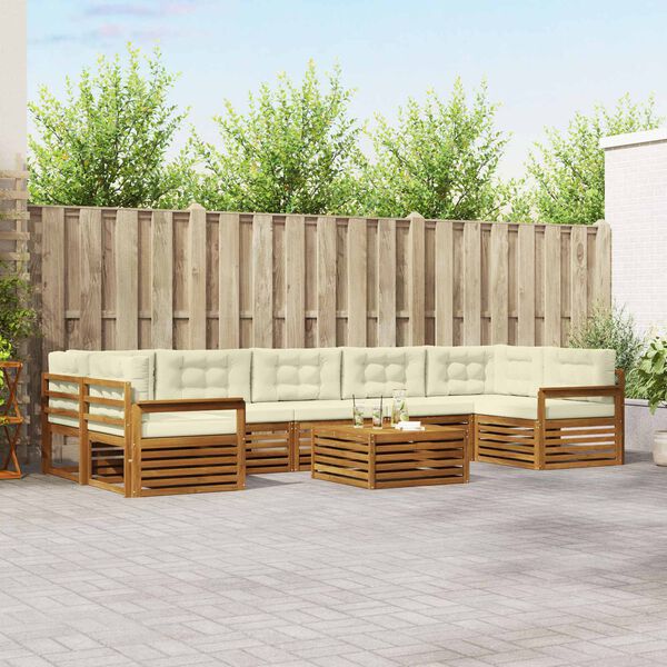 vidaXL Buiten bankenset met kussen 8 pcs Natuurlijk en Cr&egrave;me