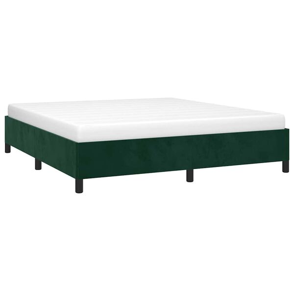 vidaXL Bedframe zonder matras 160x200 cm fluweel donkergroen