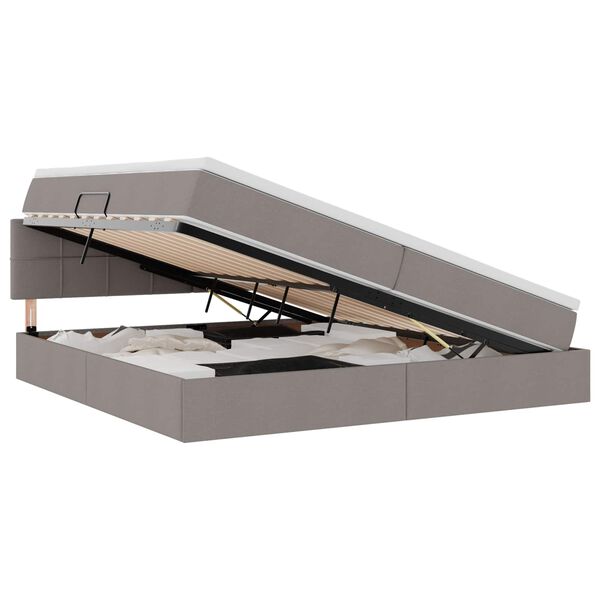 vidaXL Opbergbed met matras met matras Taupe 200 x 200 cm Bewerkt hout