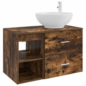 vidaXL Badkamerkastenset 2 st Gerookt eiken 79,5 x 44,5 x 80 cm