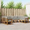 vidaXL Buiten bankenset met kussen 9 pcs Natuurlijk en Lichtgrijs