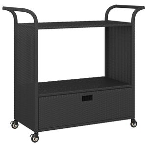 vidaXL Serveerwagen met lade 100x45x97 cm poly rattan zwart