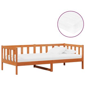 vidaXL Daybed met matras met hoofdeinde Waxbruin en wit 90 x 200 cm