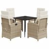 vidaXL 5-delige Tuinset met kussens poly rattan beige