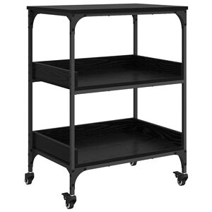 vidaXL Keuken Trolley Zwart Eiken 60 x 41 x 80.5 cm Bewerkt hout