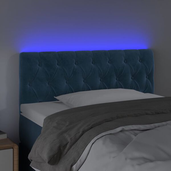 vidaXL Hoofdbord LED 90x7x78/88 cm fluweel donkerblauw