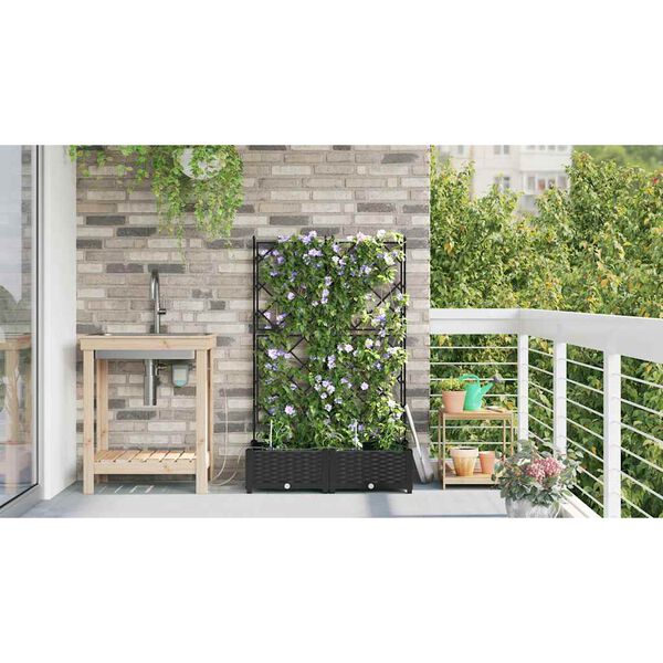 vidaXL Tuin Bloempot 2 pcs Zwart Kunststof