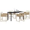 vidaXL Tuin eettafelset met kussen 5 pcs Beige poly rattan