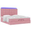 vidaXL Ottoman bed met matrassen en LED's 200x200cm fluweel roze