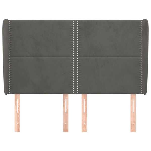 vidaXL Hoofdbord met randen 147x23x118/128 cm fluweel donkergrijs