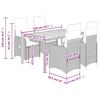 vidaXL 5-delige Bistroset met kussens poly rattan grijs