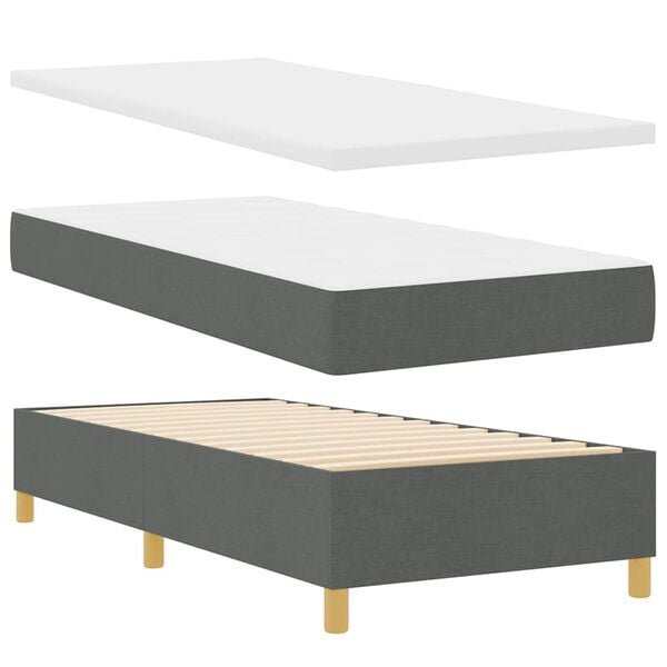 vidaXL Boxspring bed met matras Donkergrijs 80 x 200 cm Stof