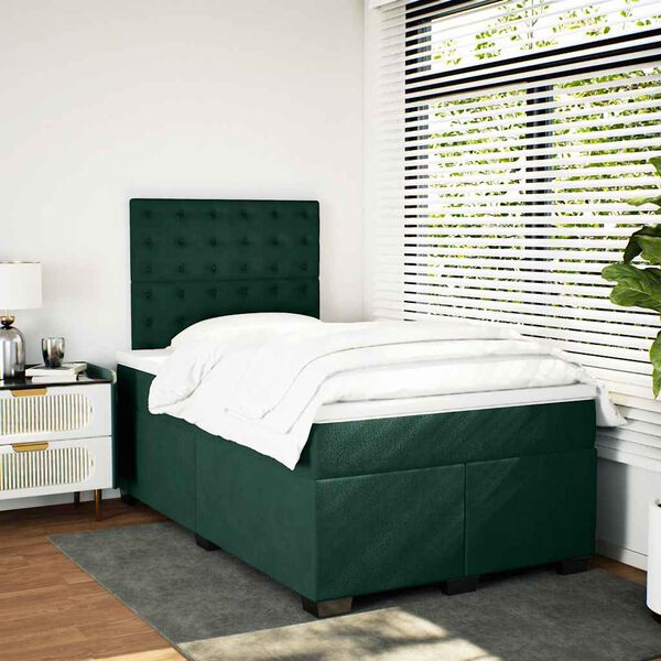 vidaXL Boxspring met matras fluweel donkergroen 120x200 cm