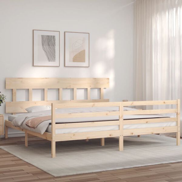 vidaXL Bedframe met hoofdbord massief hout