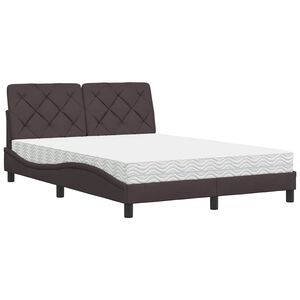vidaXL Bed met matras stof donkerbruin 140x200 cm