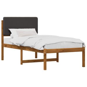 vidaXL Bedframe met gestoffeerd hoofdbord Naturel en donkergrijs