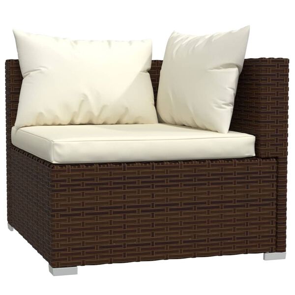 vidaXL 14-delige Loungeset met kussens poly rattan bruin