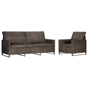 vidaXL Bankstel 2 st Donkergrijs Faux Su&egrave;de Stof