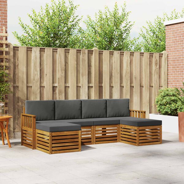 vidaXL Sofa-Sets 6 pcs Natuurlijk en Antraciet Massief Acaciahout