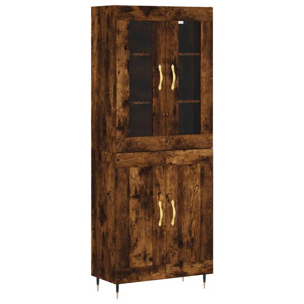 vidaXL Hoge kast 69,5x34x180 cm bewerkt hout gerookt eikenkleurig